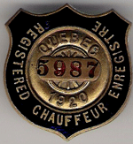 1920 Quebec Registered Chauffeur