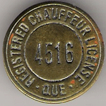 1913 Quebec Registered Chauffeur License