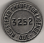 1912 Quebec Registered Chauffeur License