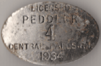 1934 Central Falls RI Licensed Peddler
