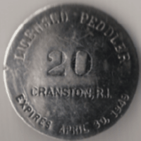 1948/49 Cranston RI Licensed Peddler