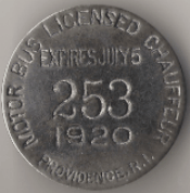 1919-20 Providence RI Motor Bus Licensed Chauffeur