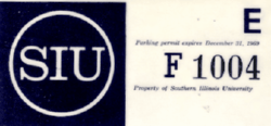 1969 Southern Illinois University Parking Permit