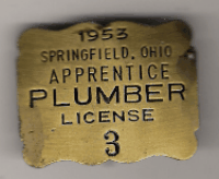 Springfield Ohio 1953 Apprentice Plumber