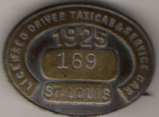 1925 A St. Louis Missouri Licensed Driver Taxicab and Service Car