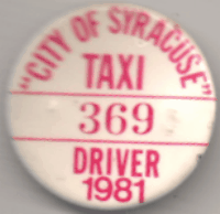 Syracuse 1981 City of Syracuse New York Taxi Driver