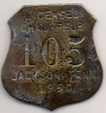 1950 Jackson Tennessee Licensed Chauffeur