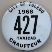 Toledo Ohio 1968 Taxicab Chauffeur