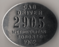 Toronto Ontario 1962 Cab Driver