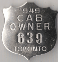 Toronto Ontario 1949 Cab Owner