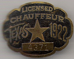 1922 Texas Licensed Chauffeur