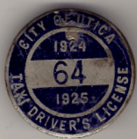 Utica 1924/25 Taxi Driver's License