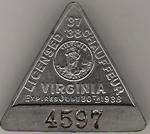 1937/38 Virginia Licensed Chauffeur