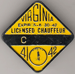 1941/42 Yellow Sample Virginia Licensed Chauffeur