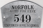1918/19 Norfolk Virginia Auto for Hire