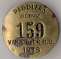1973 Vancouver Peddlers License