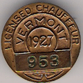 1927 Vermont Licensed Chauffeur