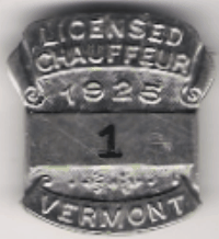 1925 Vermont Licensed Chauffeur