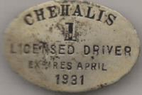 1931 Chehalis Washington Licensed Driver