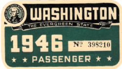 1946 Washington Passenger Registration sticker