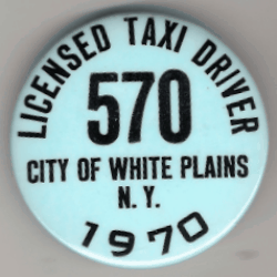 White Plains 1970 Licensed Taxi Driver