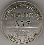 1936/37 Milwaukee Wisconsin Licensed Automobile Driver