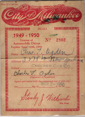 1949/50 Milwaukee driver license
