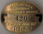 1952/53 Milwaukee Wisconsin Licensed Automobile Driver