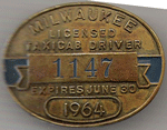 1963/64 Milwaukee Wisconsin Licensed Taxicab Driver