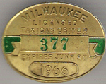 1965/66 Milwaukee Wisconsin Licensed Taxicab Driver