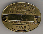 1967/68 Milwaukee Wisconsin Licensed Taxicab Driver