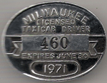 1970/71 Milwaukee Wisconsin Licensed Taxicab Driver