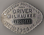1927/28 Milwaukee Wisconsin Licensed Automobile Driver