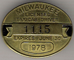 1977/78 Milwaukee Wisconsin Licensed Taxicab Driver