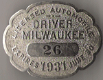 1930/31 Milwaukee Wisconsin Licensed Automobile Driver