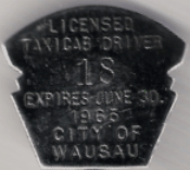 1965 Wausau Wisconsin Licensed Taxicab Driver