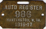 1916/17 Huntington West Virginia Auto Register