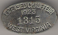 1923 West Virginia Licensed Chauffeur
