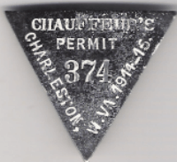1914/15 Charleston West Virginia Chauffeur's Permit