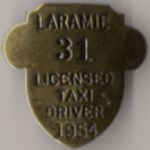 1954 Laramie Wyoming Licensed Taxi Driver