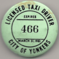 Yonkers 1980/81 City of Yonkers Licensed Taxi Driver