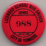 Yonkers 1991/92 City of Yonkers Licensed School Bus Driver